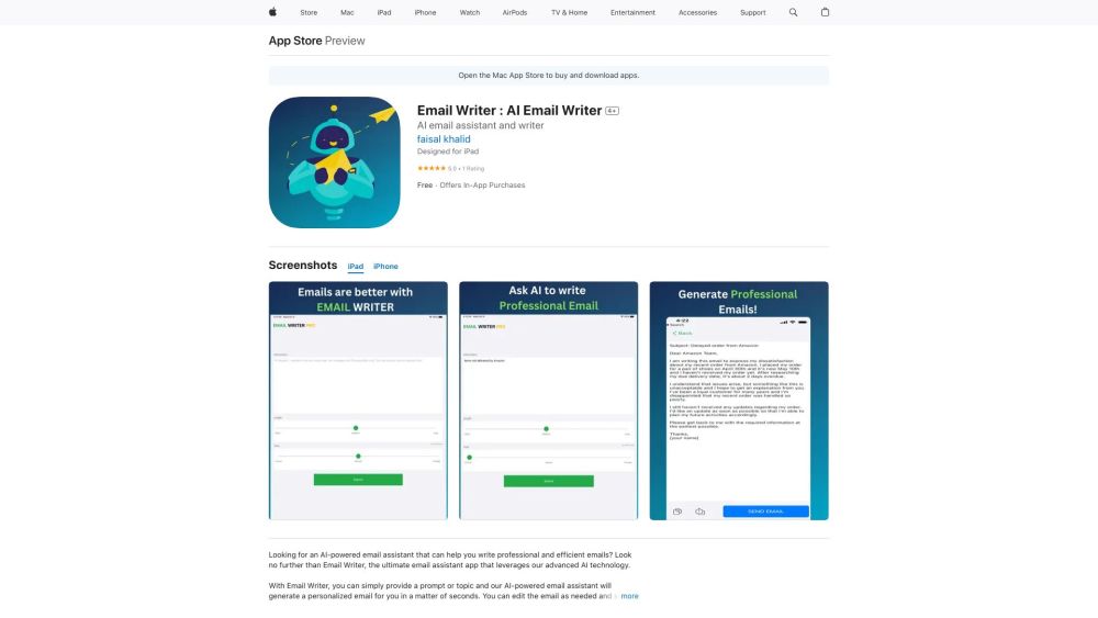 Email Writer – AI Email CHATGPT iOS APP