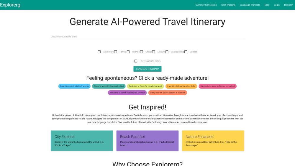 Explorerg – Discover, Plan Your Journeys