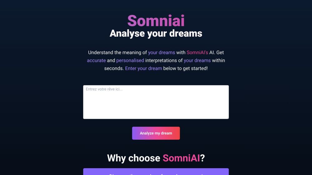 SomniAI : Dream analysis with AI Power
